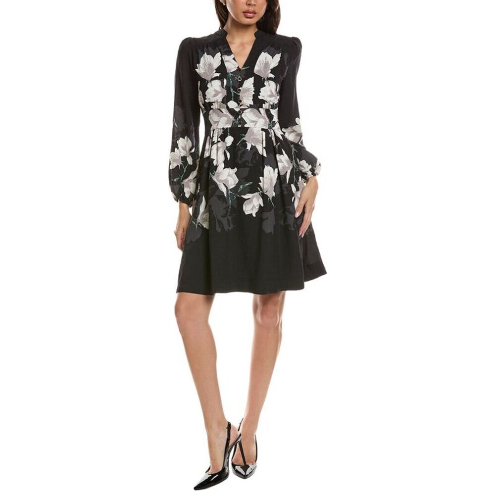 Tahari Asl Womens  Printed Midi Dress, Black